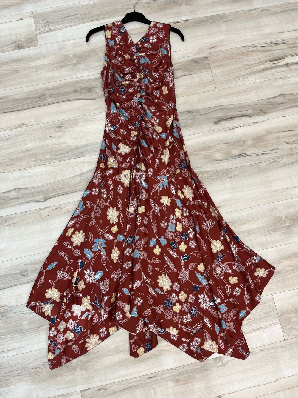 Ulla Johnson Rust Floral Asymmetrical Dress